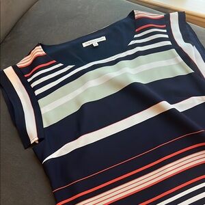 Rebecca Minkoff Blue and Green Blouse with Striking Stripes